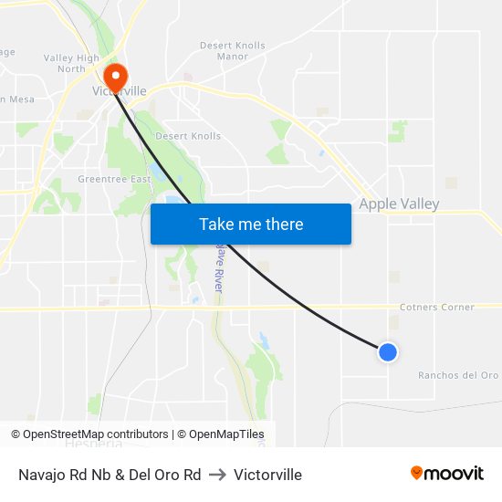 Navajo Rd Nb & Del Oro Rd to Victorville map