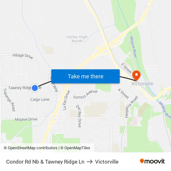 Condor Rd Nb & Tawney Ridge Ln to Victorville map