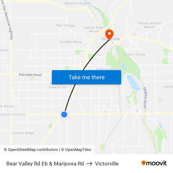 Bear Valley Rd Eb & Mariposa Rd to Victorville map