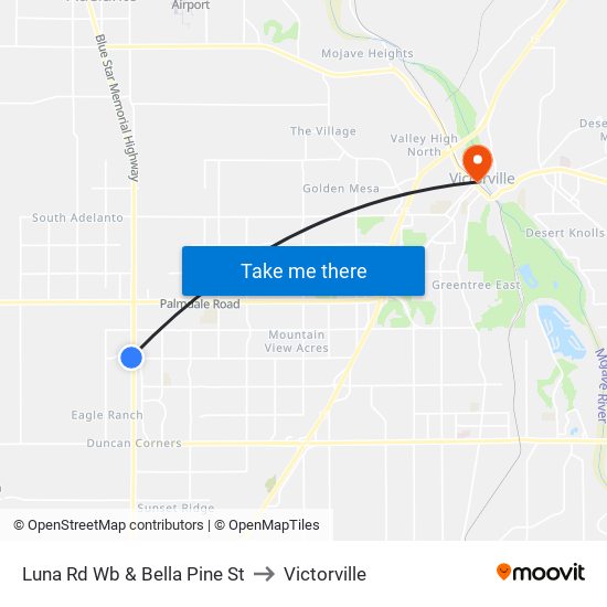 Luna Rd Wb & Bella Pine St to Victorville map