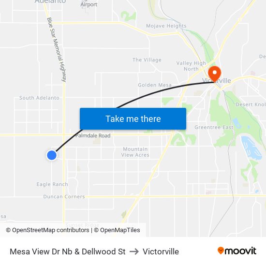 Mesa View Dr Nb & Dellwood St to Victorville map