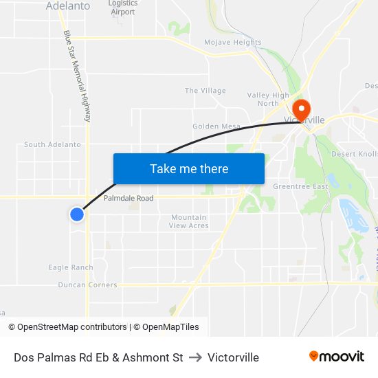 Dos Palmas Rd Eb & Ashmont St to Victorville map