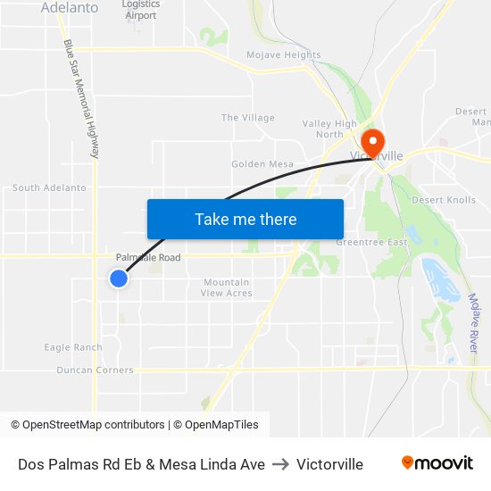 Dos Palmas Rd Eb & Mesa Linda Ave to Victorville map