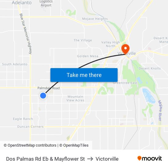 Dos Palmas Rd Eb & Mayflower St to Victorville map