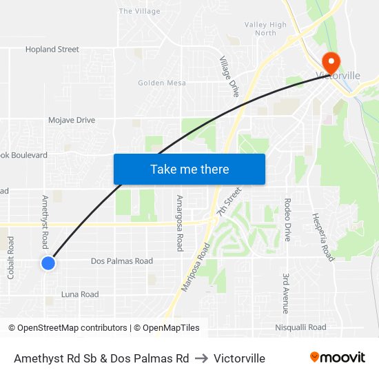 Amethyst Rd Sb & Dos Palmas Rd to Victorville map