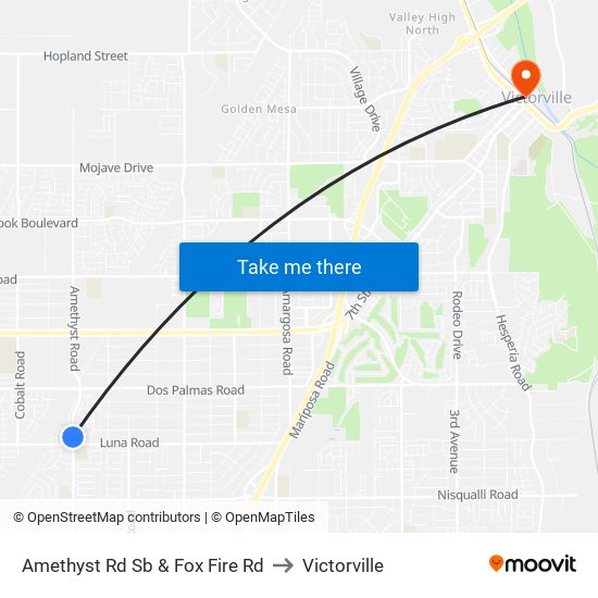 Amethyst Rd Sb & Fox Fire Rd to Victorville map