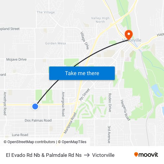 El Evado Rd Nb & Palmdale Rd Ns to Victorville map