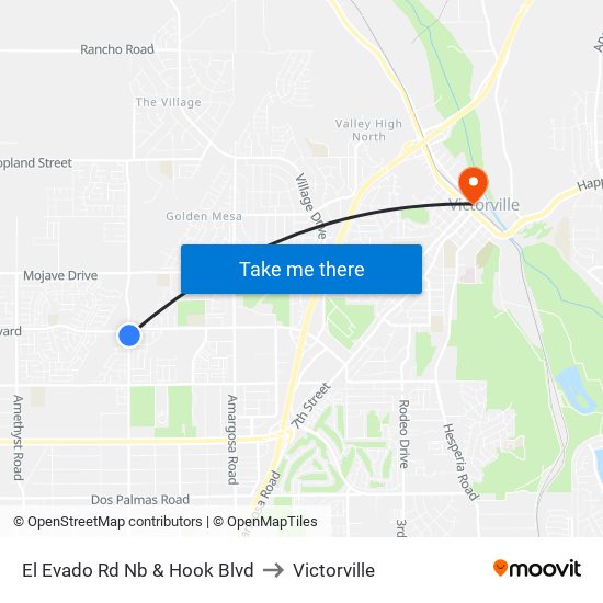 El Evado Rd Nb & Hook Blvd to Victorville map