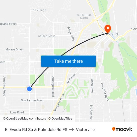 El Evado Rd Sb & Palmdale Rd FS to Victorville map