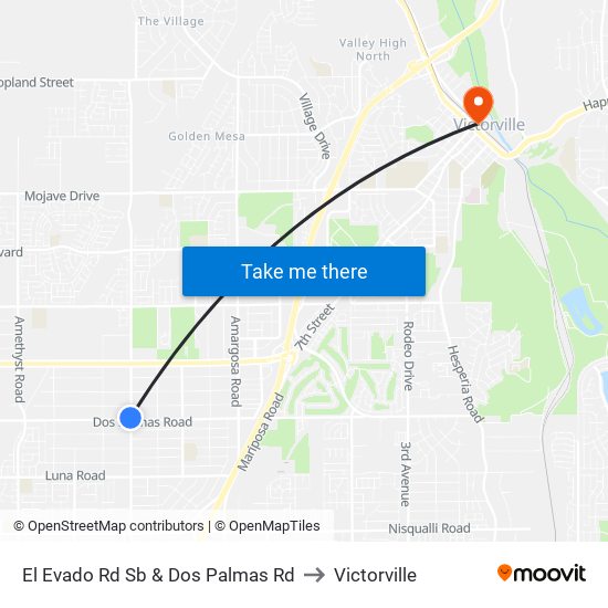 El Evado Rd Sb & Dos Palmas Rd to Victorville map