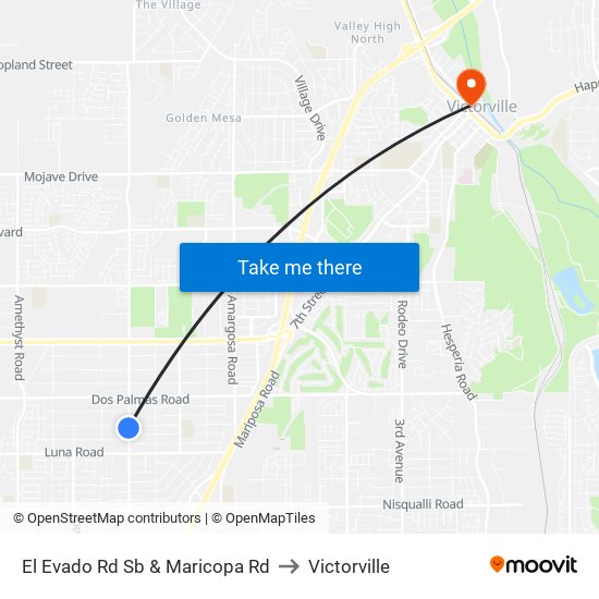El Evado Rd Sb & Maricopa Rd to Victorville map