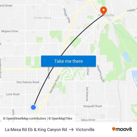 La Mesa Rd Eb & King Canyon Rd to Victorville map