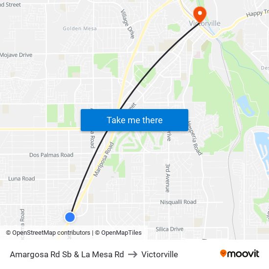 Amargosa Rd Sb & La Mesa Rd to Victorville map