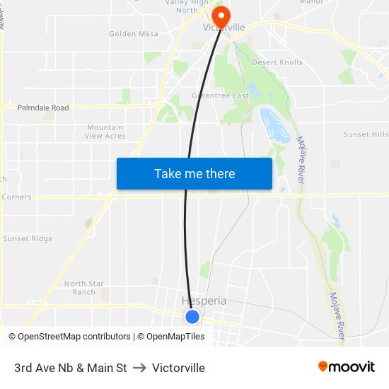 3rd Ave Nb & Main St to Victorville map