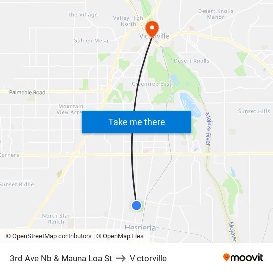 3rd Ave Nb & Mauna Loa St to Victorville map