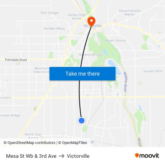 Mesa St Wb & 3rd Ave to Victorville map