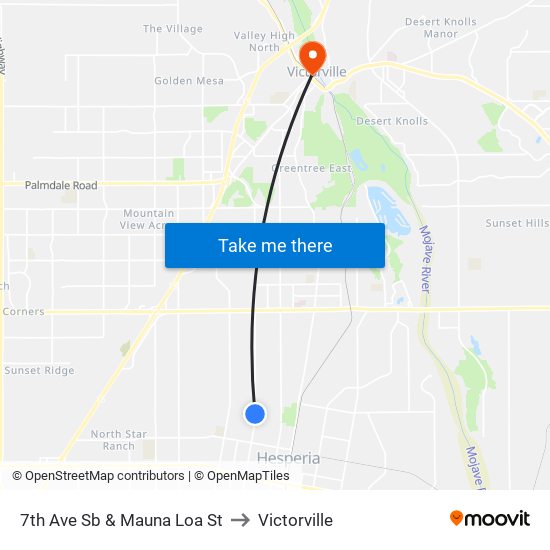 7th Ave Sb & Mauna Loa St to Victorville map