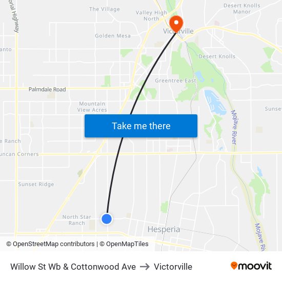 Willow St Wb & Cottonwood Ave to Victorville map