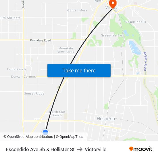Escondido Ave Sb & Hollister St to Victorville map