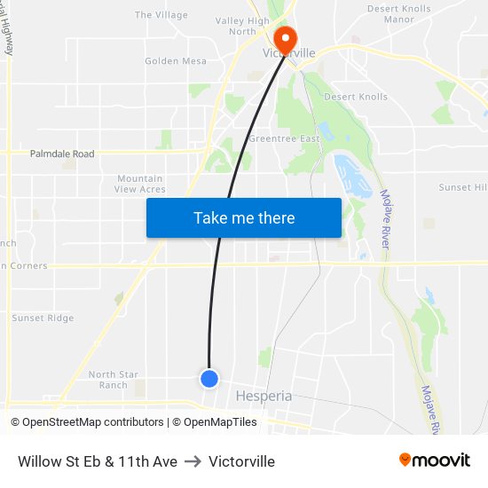 Willow St Eb & 11th Ave to Victorville map