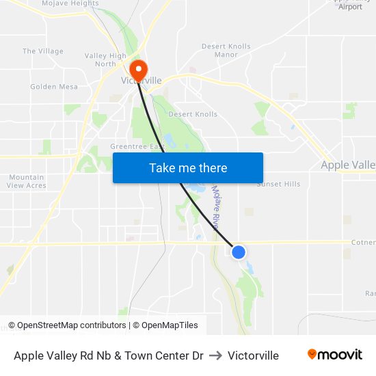 Apple Valley Rd Nb & Town Center Dr to Victorville map