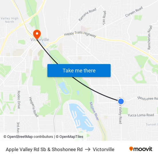 Apple Valley Rd Sb & Shoshonee Rd to Victorville map