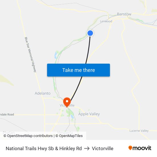 National Trails Hwy Sb & Hinkley Rd to Victorville map