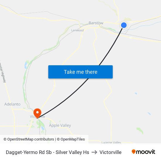 Dagget-Yermo Rd Sb - Silver Valley Hs to Victorville map