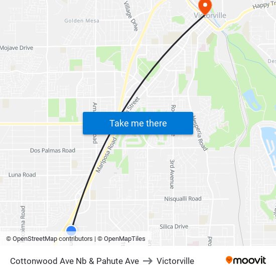 Cottonwood Ave Nb & Pahute Ave to Victorville map