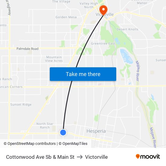 Cottonwood Ave Sb & Main St to Victorville map
