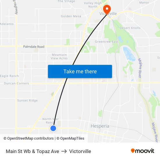 Main St Wb & Topaz Ave to Victorville map