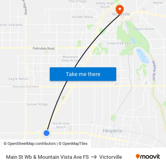 Main St Wb & Mountain Vista Ave FS to Victorville map