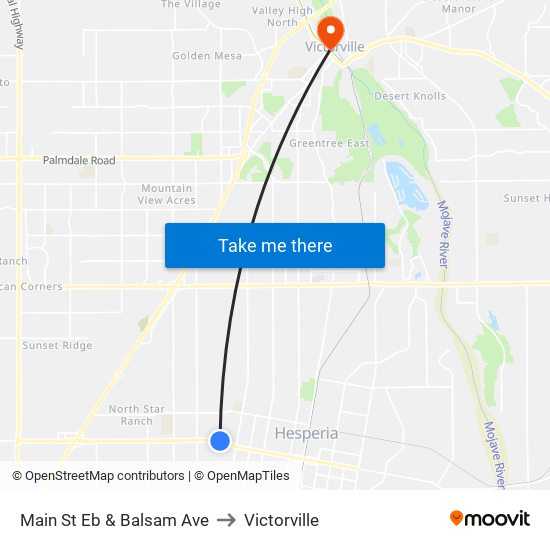 Main St Eb & Balsam Ave to Victorville map