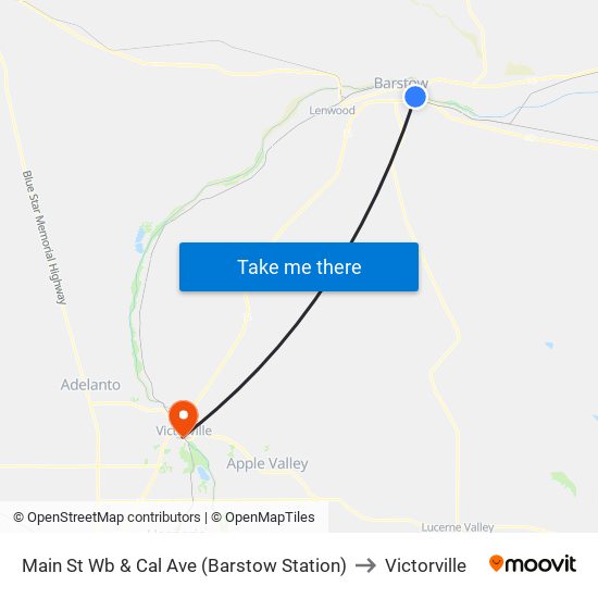 Main St Wb & Cal Ave (Barstow Station) to Victorville map