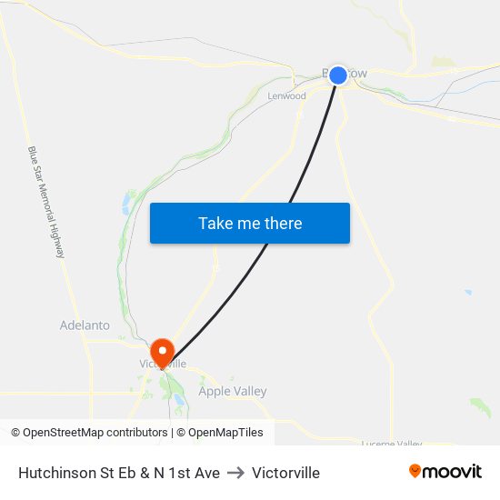 Hutchinson St Eb & N 1st Ave to Victorville map