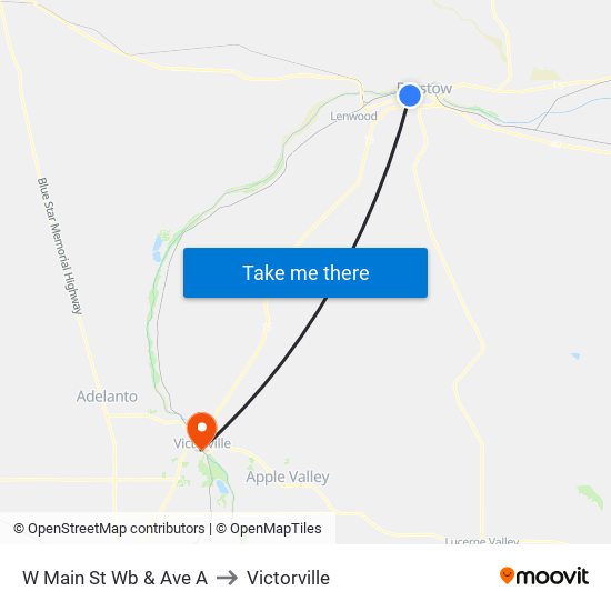 W Main St Wb & Ave A to Victorville map