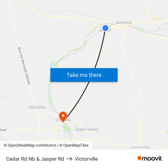 Cedar Rd Nb & Jasper Rd to Victorville map