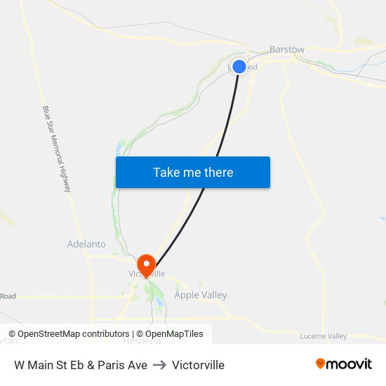 W Main St Eb & Paris Ave to Victorville map