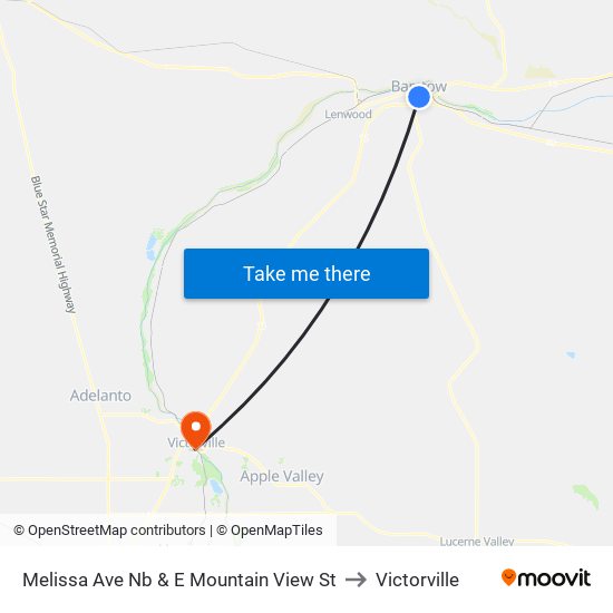 Melissa Ave Nb & E Mountain View St to Victorville map