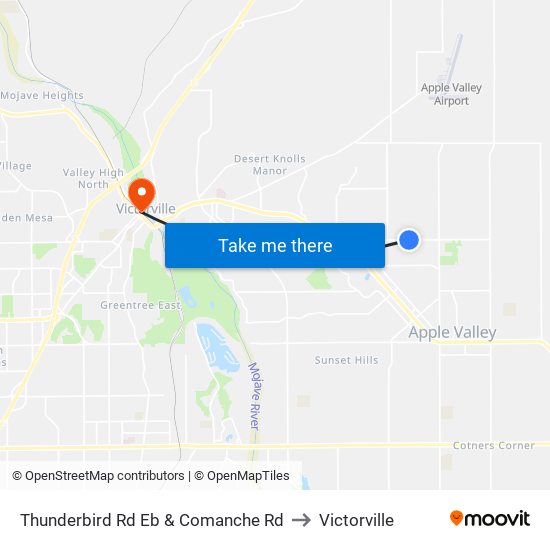 Thunderbird Rd Eb & Comanche Rd to Victorville map