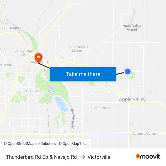 Thunderbird Rd Eb & Navajo Rd to Victorville map