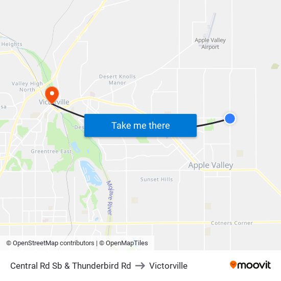 Central Rd Sb & Thunderbird Rd to Victorville map