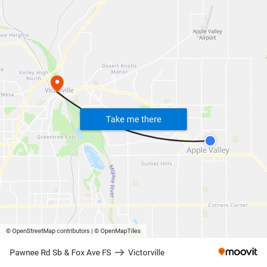 Pawnee Rd Sb & Fox Ave FS to Victorville map