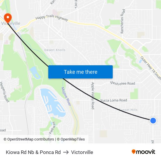 Kiowa Rd Nb & Ponca Rd to Victorville map