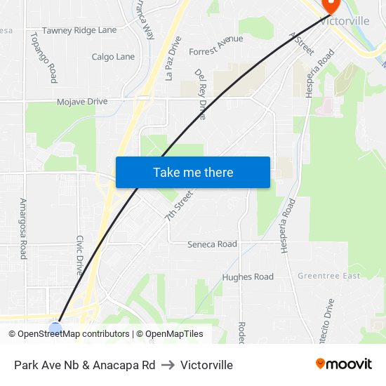 Park Ave Nb & Anacapa Rd to Victorville map