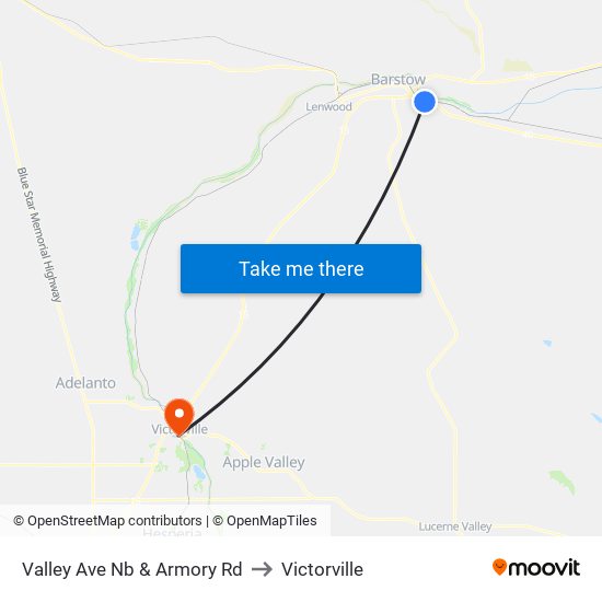 Valley Ave Nb & Armory Rd to Victorville map