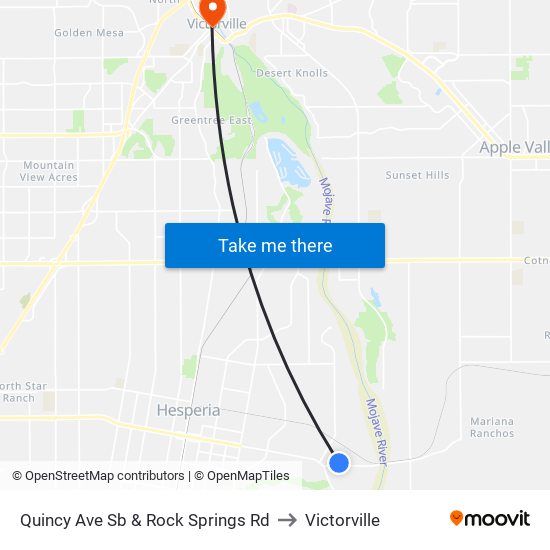 Quincy Ave Sb & Rock Springs Rd to Victorville map