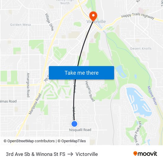 3rd Ave Sb & Winona St FS to Victorville map