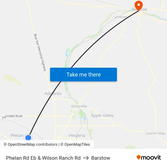 Phelan Rd Eb & Wilson Ranch Rd to Barstow map
