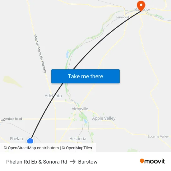 Phelan Rd Eb & Sonora Rd to Barstow map